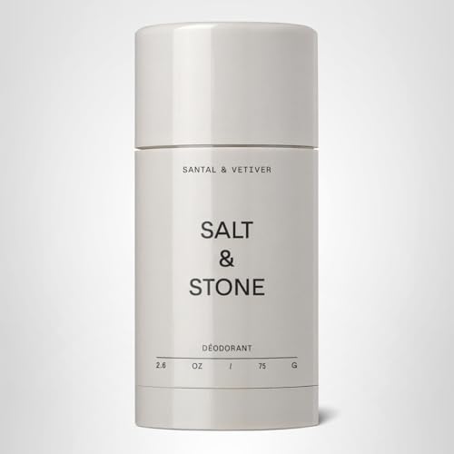 SALT & STONE Aluminum Free Deodorant | Extra Strength 48 Hour Protection for Women & Men | Made with Seaweed Extracts, Niacinamide & Prebiotics (Santal & Vetiver)