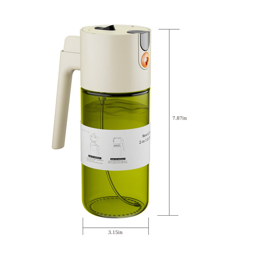 LAKUMIQI Upgrade 2 in 1 Oil Sprayer for Cooking, Olive Oil Dispenser Bottle for Kitchen Gadgets with Stickers, 17oz/500ml Food Grade Light-Blocking Glass Spray Bottle for Salad, Air Fryer, BBQ