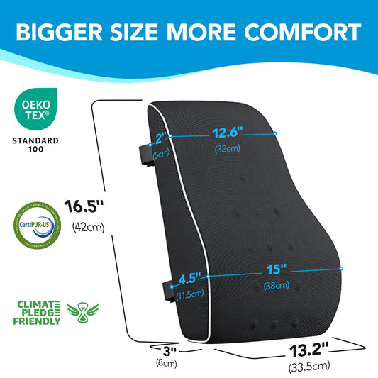 Lumbar Support Pillow for Office Chair, Office Home Essentials,Stocking Stuffers,Back Support Pillow for Car, Chair Cushions,Back Pain Relief Improve Posture,Mesh Cover Double Adjustable Straps