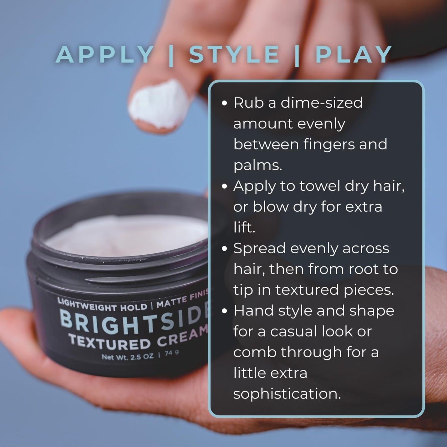 Brightside Textured Cream | Lightweight Hold Matte Finish | Water Based Clay Blend | for All Hair Types | Styling Product