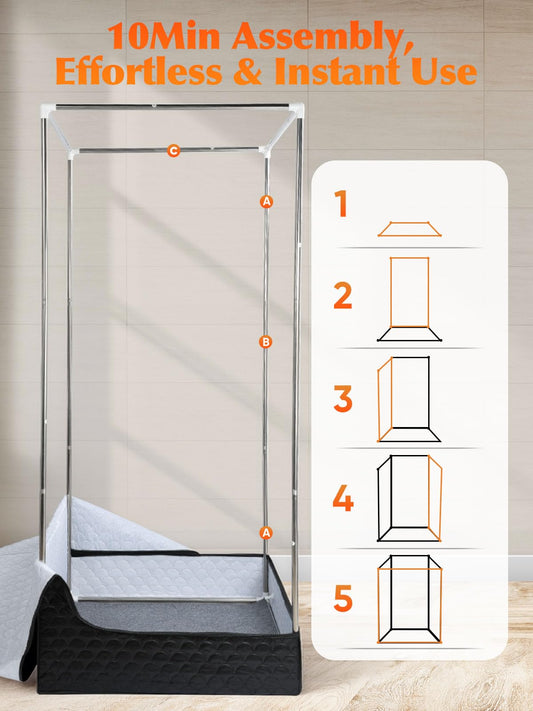 Portable Sauna Box for Home, Personal SPA Steam Sauna with 10 Min Fast Heating & 9 Levels Heat, Warm Sauna Tent with 3L/1200W Steamer, Folding Chair, Remote Control for Body Relaxation,32" x 32" x 71"