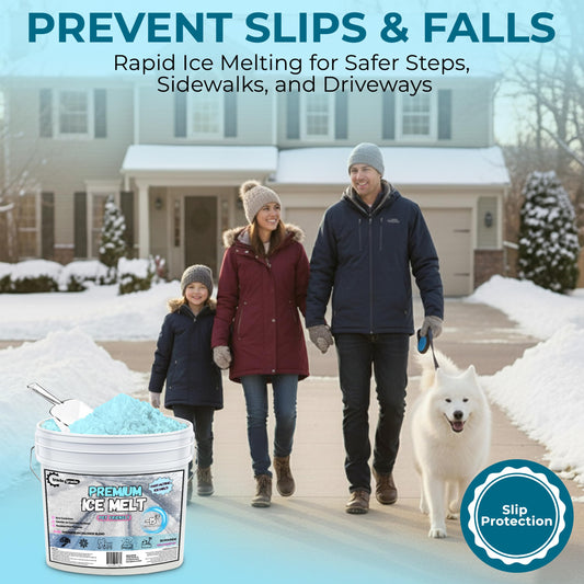Trade Grade Pet-Friendly Ice Melt - Fast Acting Magnesium Chloride Formula, Safer for Pets & Surfaces, 15lb Bucket with Scoop