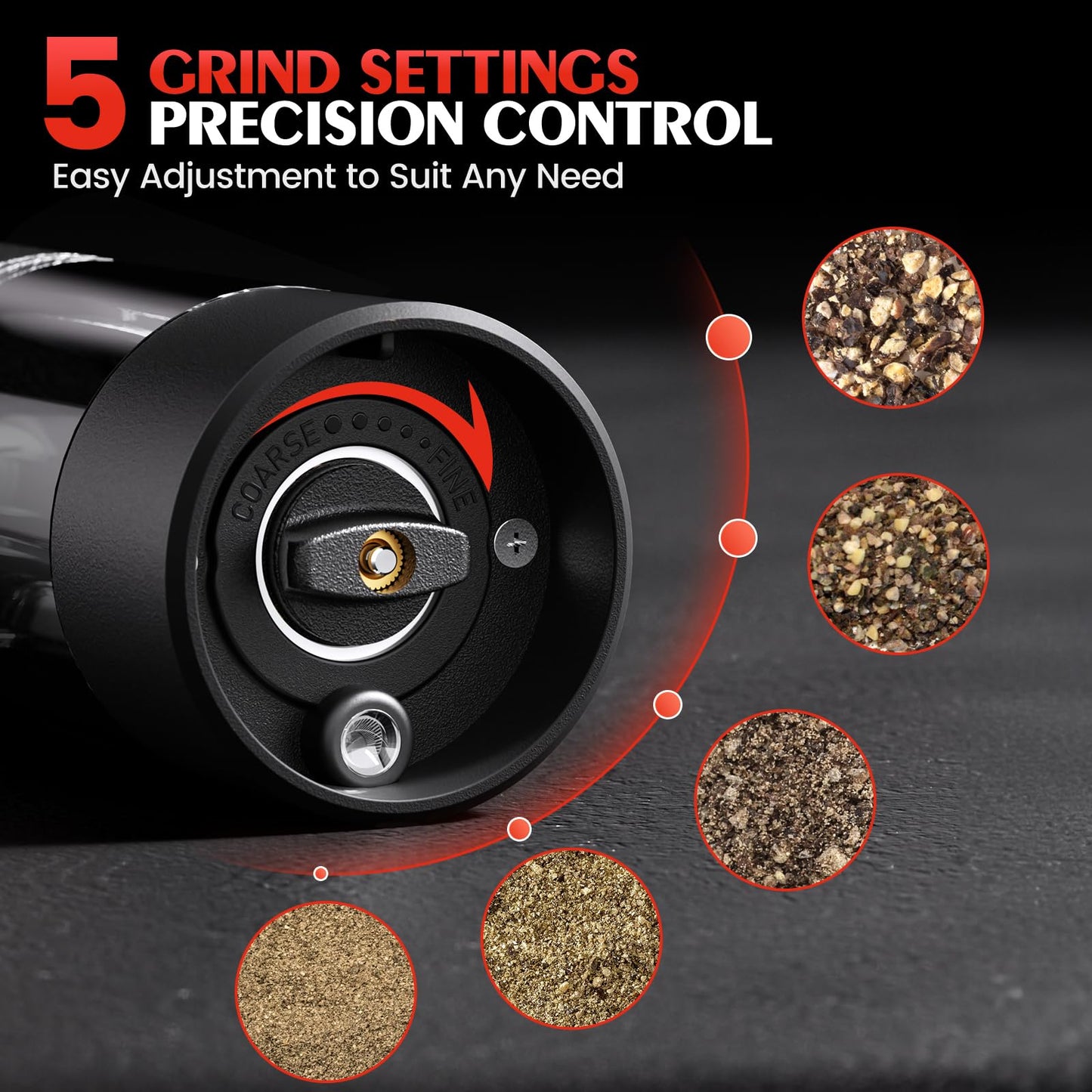 Electric Salt and Pepper Grinder Set Automatic Battery Pepper Mill Shakers Adjustable Coarseness Upgraded Larger Capacity with Led Home and Kitchen Appliances Christmas Gifts for Women