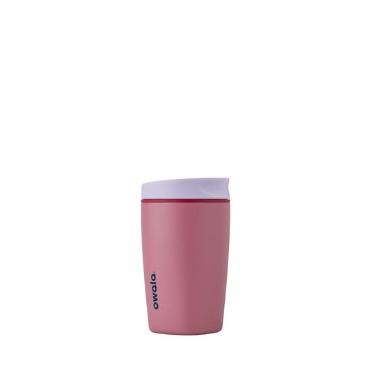 Owala SmoothSip Slider Insulated Stainless Steel Coffee Tumbler, Reusable Iced Coffee Cup, Hot Coffee Travel Mug, BPA Free 12 oz, Purple/Pink (Crochet Queen)