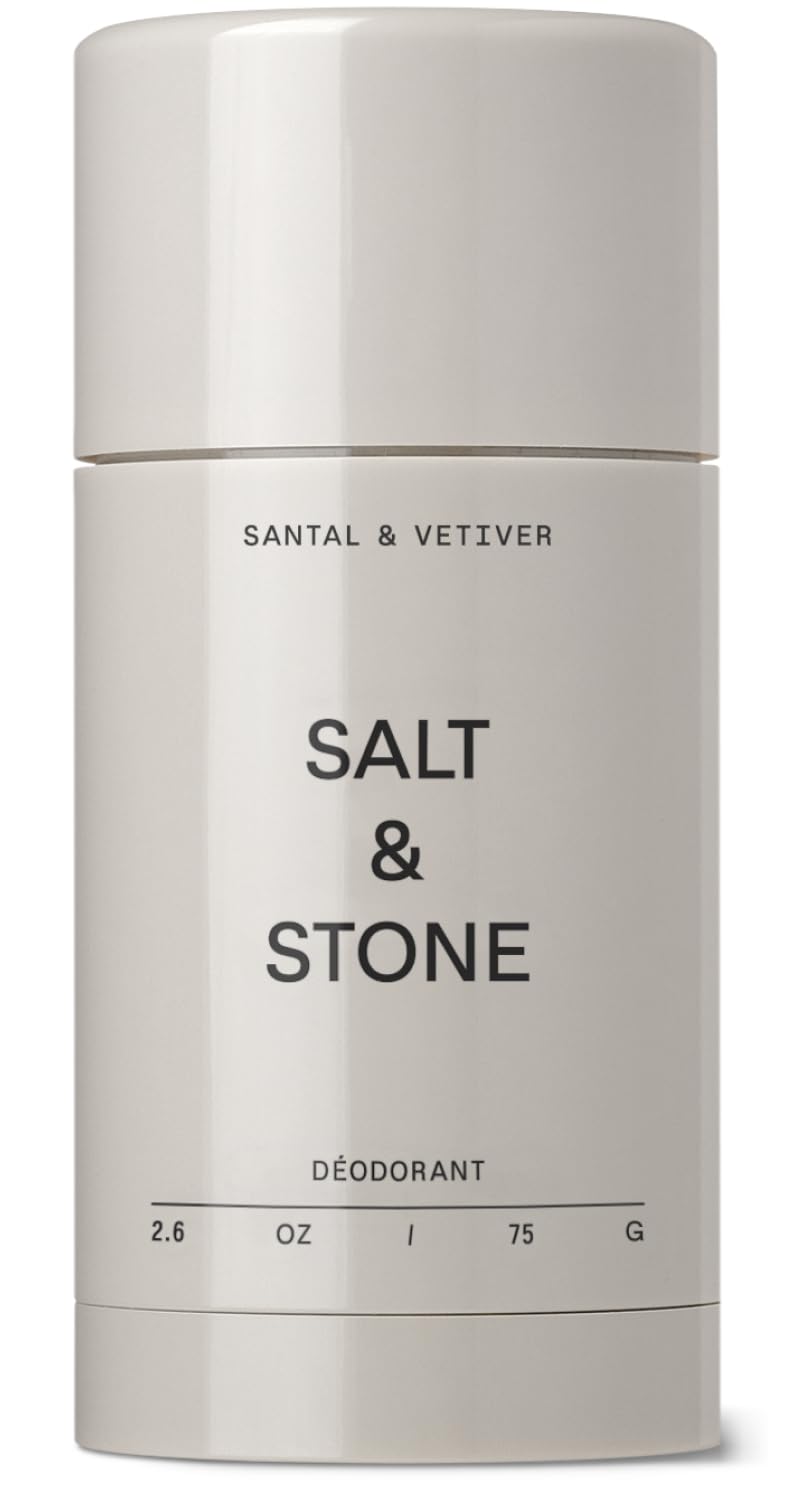 SALT & STONE Aluminum Free Deodorant | Extra Strength 48 Hour Protection for Women & Men | Made with Seaweed Extracts, Niacinamide & Prebiotics (Santal & Vetiver)