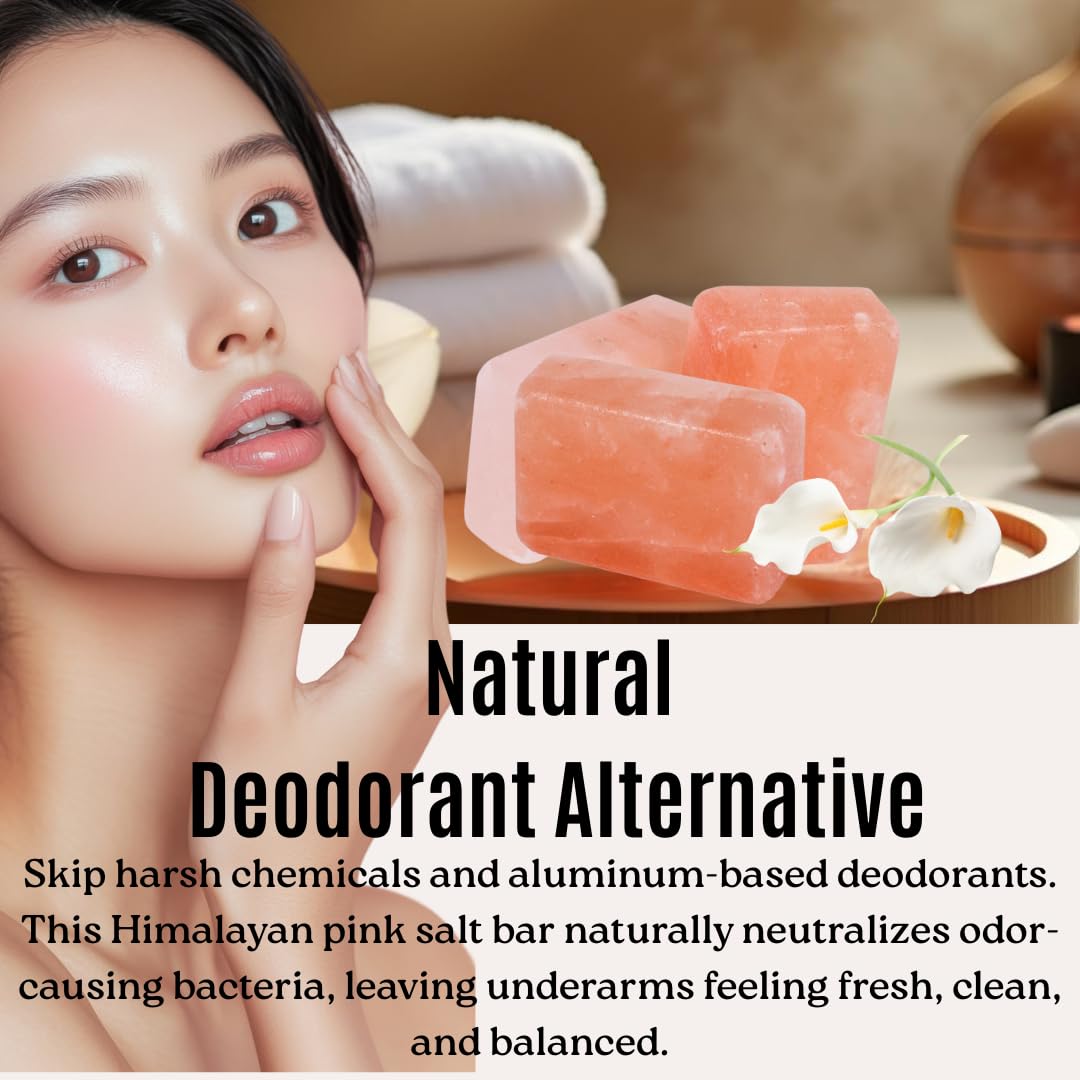 FAVSTOCK Natural Himalayan Pink Salt Bar – All-Natural Exfoliating Salt Soap Bar for Skin, Foot Scrub, Deodorant & Massage – Chemical-Free, Non-Edible, Spa & Self-Care Use Only – 100% Pure Rock Salt