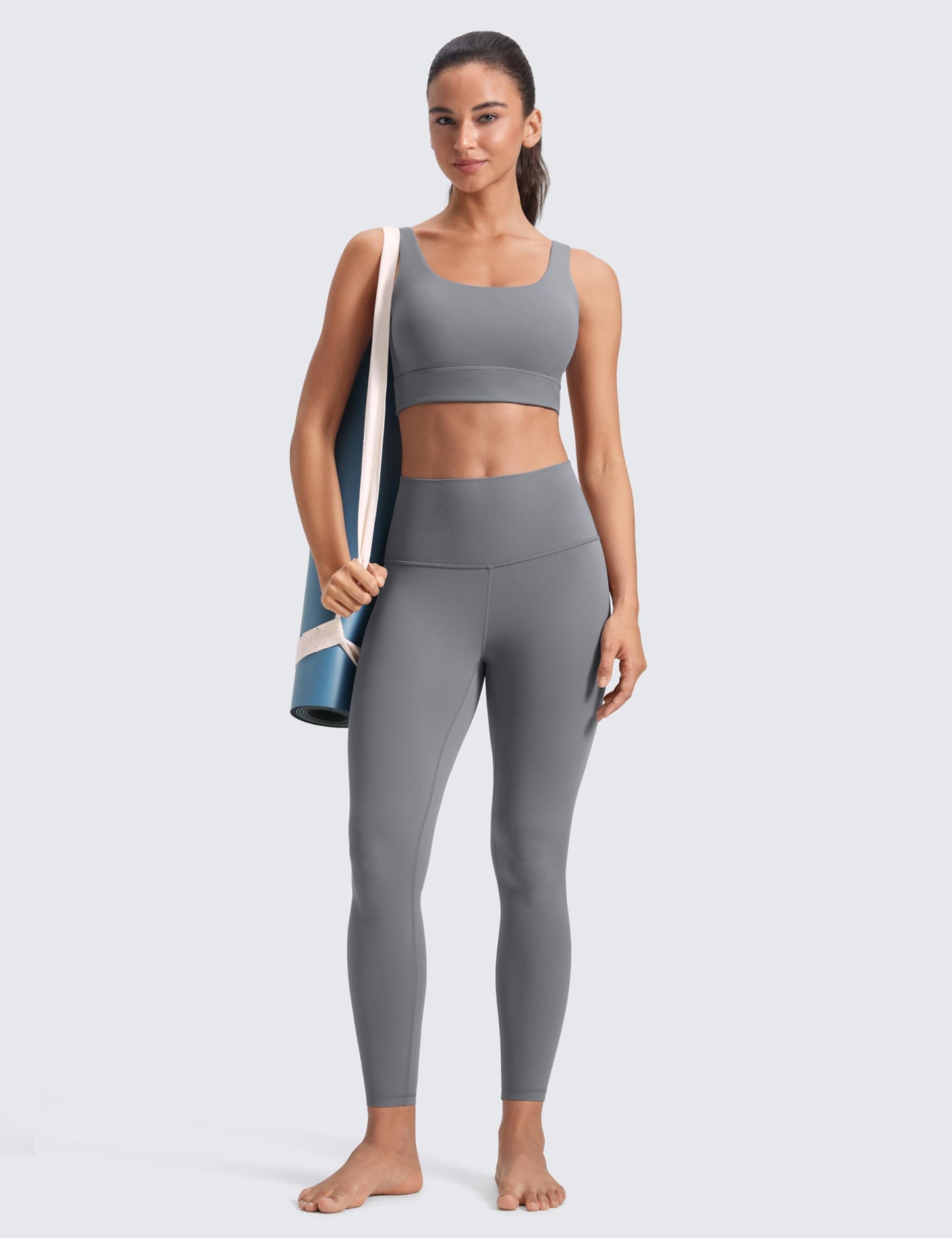 CRZ YOGA Butterluxe Yoga Leggings 25" - High Waisted Buttery Soft Womens Workout Lounge Pants Solar Grey Medium