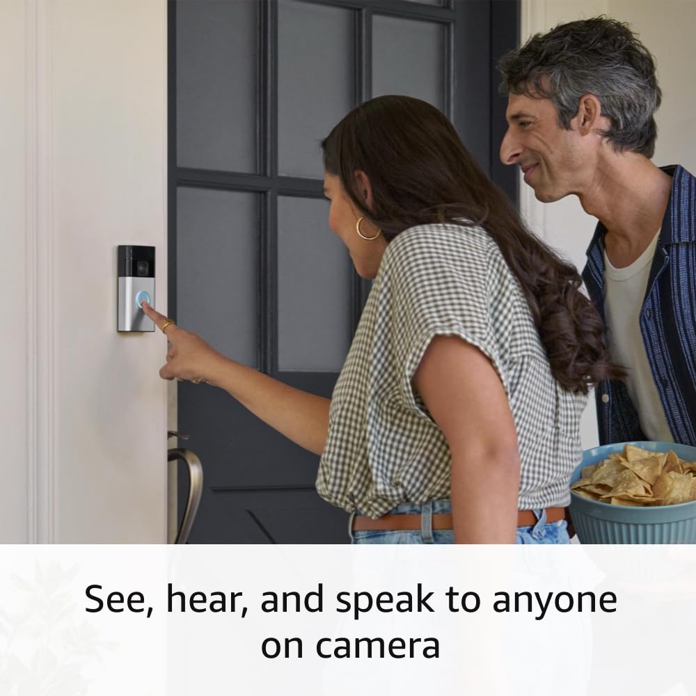 Ring Battery Doorbell (newest model), Home or business security with Head-to-Toe video, Live View with Two-Way Talk, and Motion Detection & Alerts, Satin Nickel