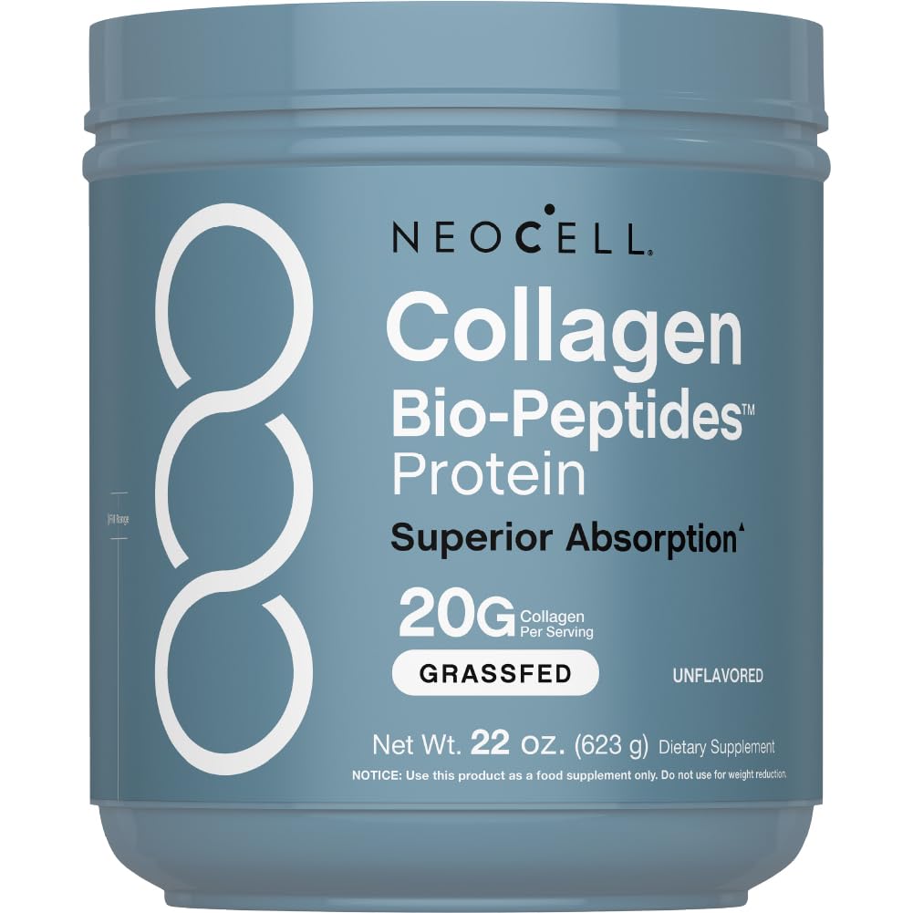 NeoCell Collagen Bio-Peptides Powder | 22oz | Super Hair, Skin, and Nails | Superior Absorption | Grassfed Protein Supplement | Advanced with 18 Essential Amino Acids