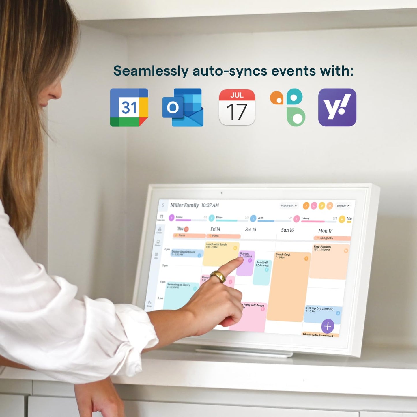 Skylight Calendar: 15-inch Wall Planner Digital Calendar & Chore Chart, Smart Touchscreen Interactive Display for Family Schedules – Wall Mount Included, Great for Organizing Your 2026 Calendar