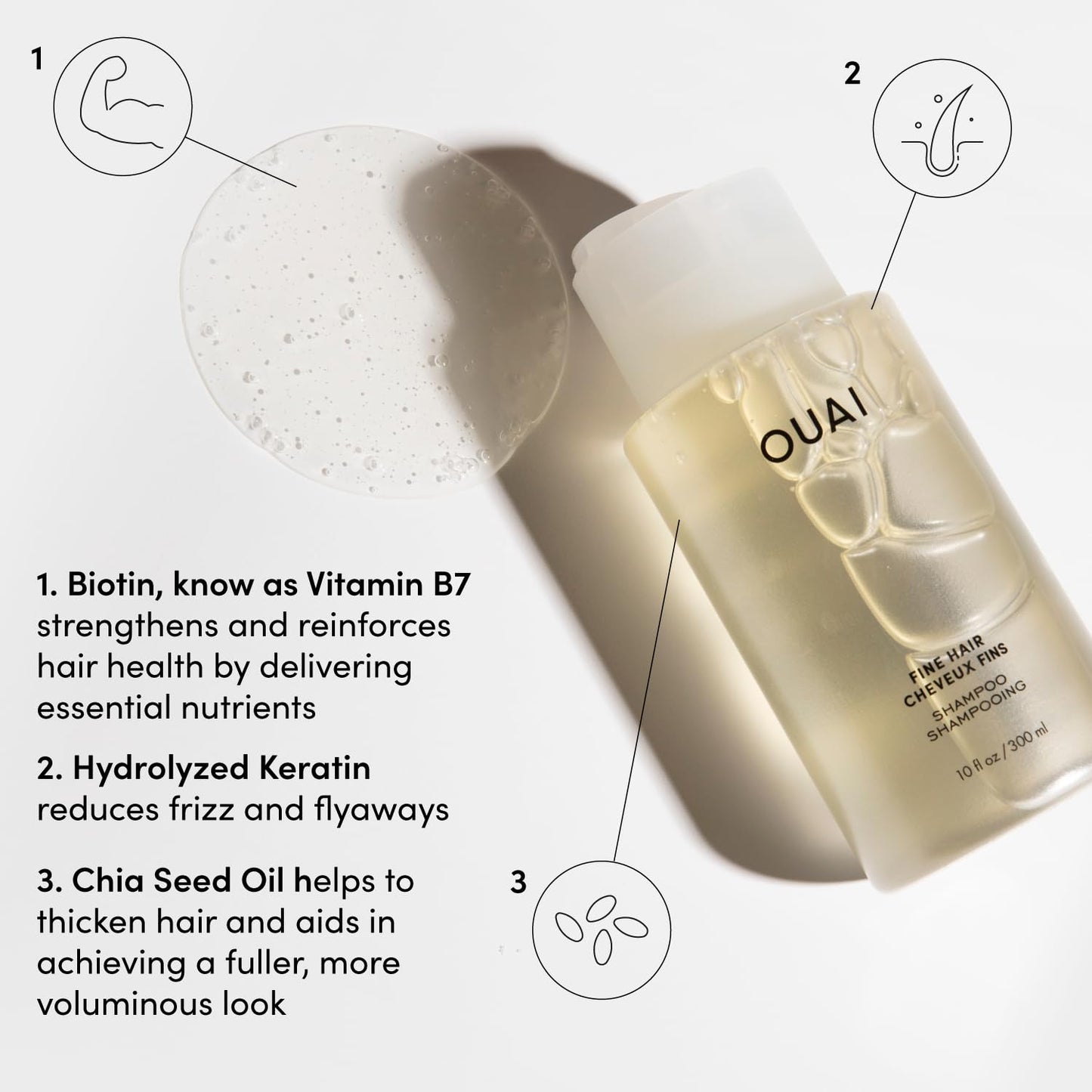 OUAI Fine Shampoo and Conditioner Set - Sulfate Free Shampoo and Conditioner for Women & Men - Made with Keratin, Marshmallow Root, Shea Butter & Avocado Oil - Free of Parabens & Phthalates (10 Fl Oz)