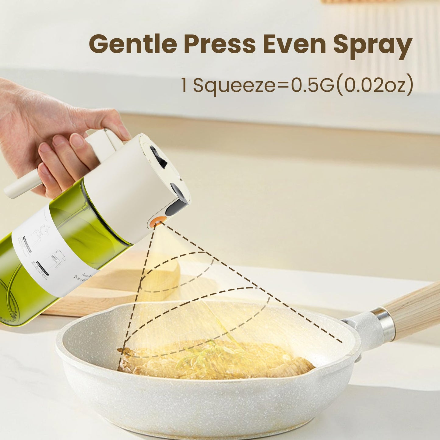 LAKUMIQI Upgrade 2 in 1 Oil Sprayer for Cooking, Olive Oil Dispenser Bottle for Kitchen Gadgets with Stickers, 17oz/500ml Food Grade Light-Blocking Glass Spray Bottle for Salad, Air Fryer, BBQ