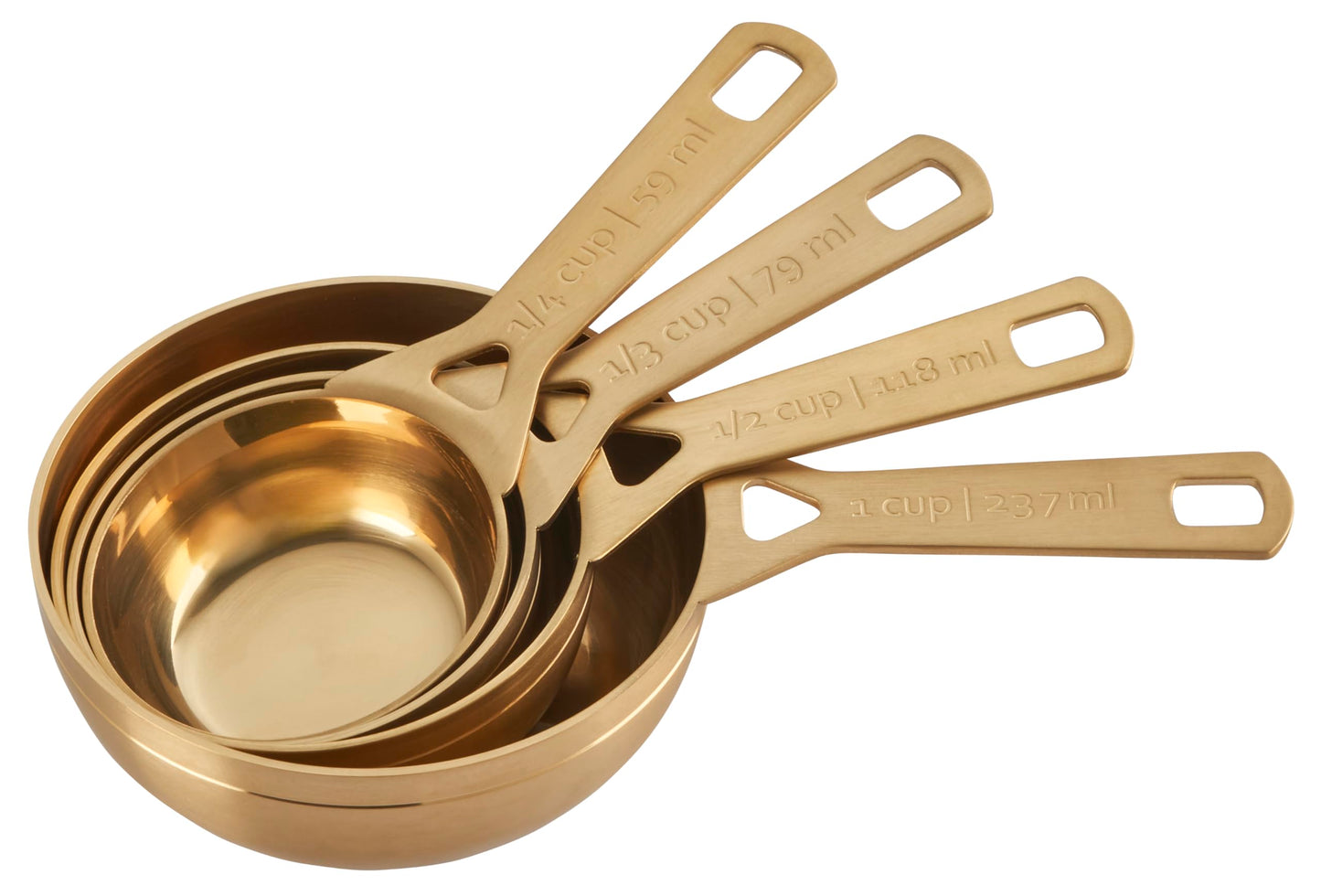 Le Crueset Measuring Cups, Gold, Set of 4 (1,1/2,1/3,1/4 cups)