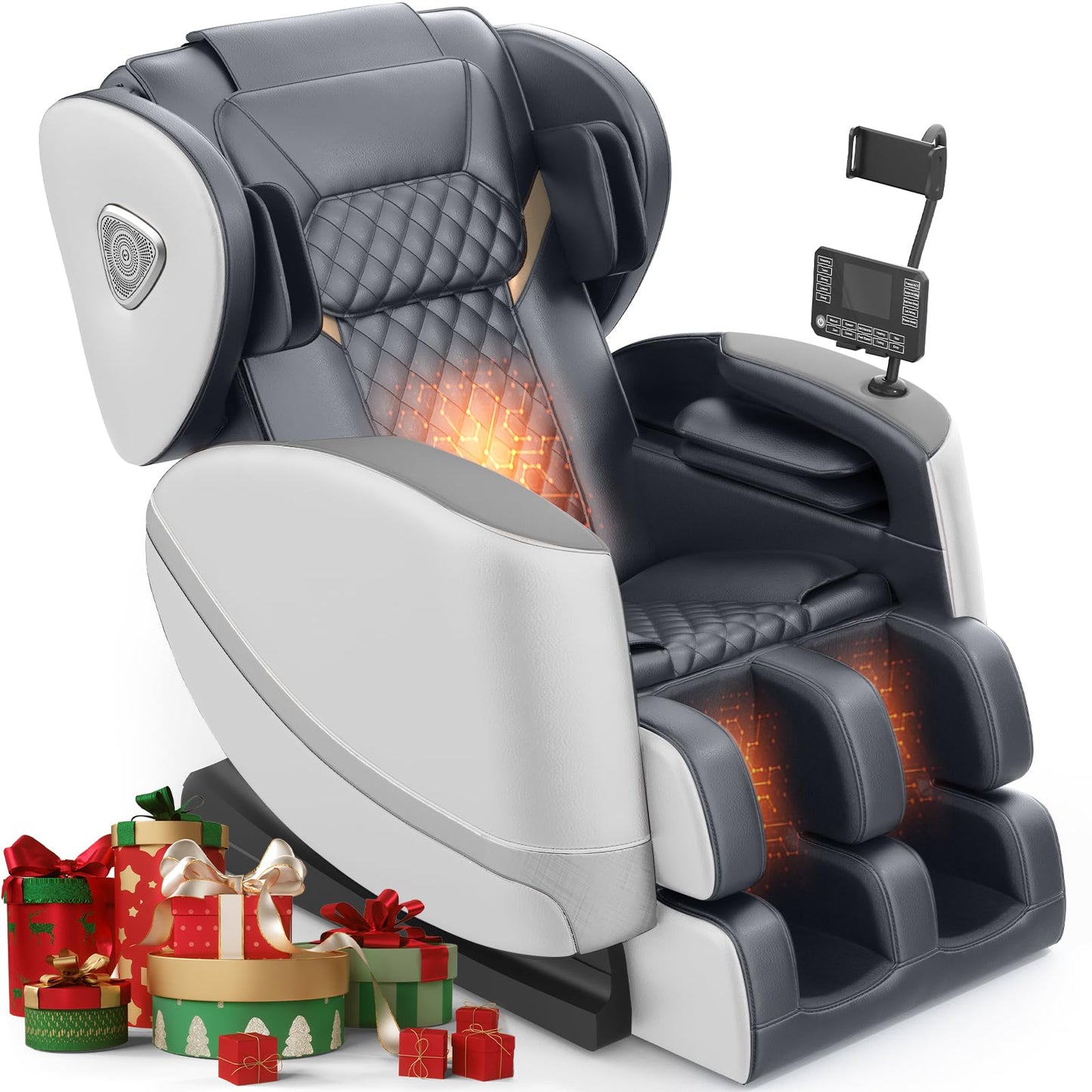 FURNIMAT 2025 Massage Chair Full Body, Zero Gravity Massage Chair with 10 Fix Rollers, Heating, Foot Massage, Auto Modes, Bluetooth Speaker, Touch Screen Controller (Light Gray)