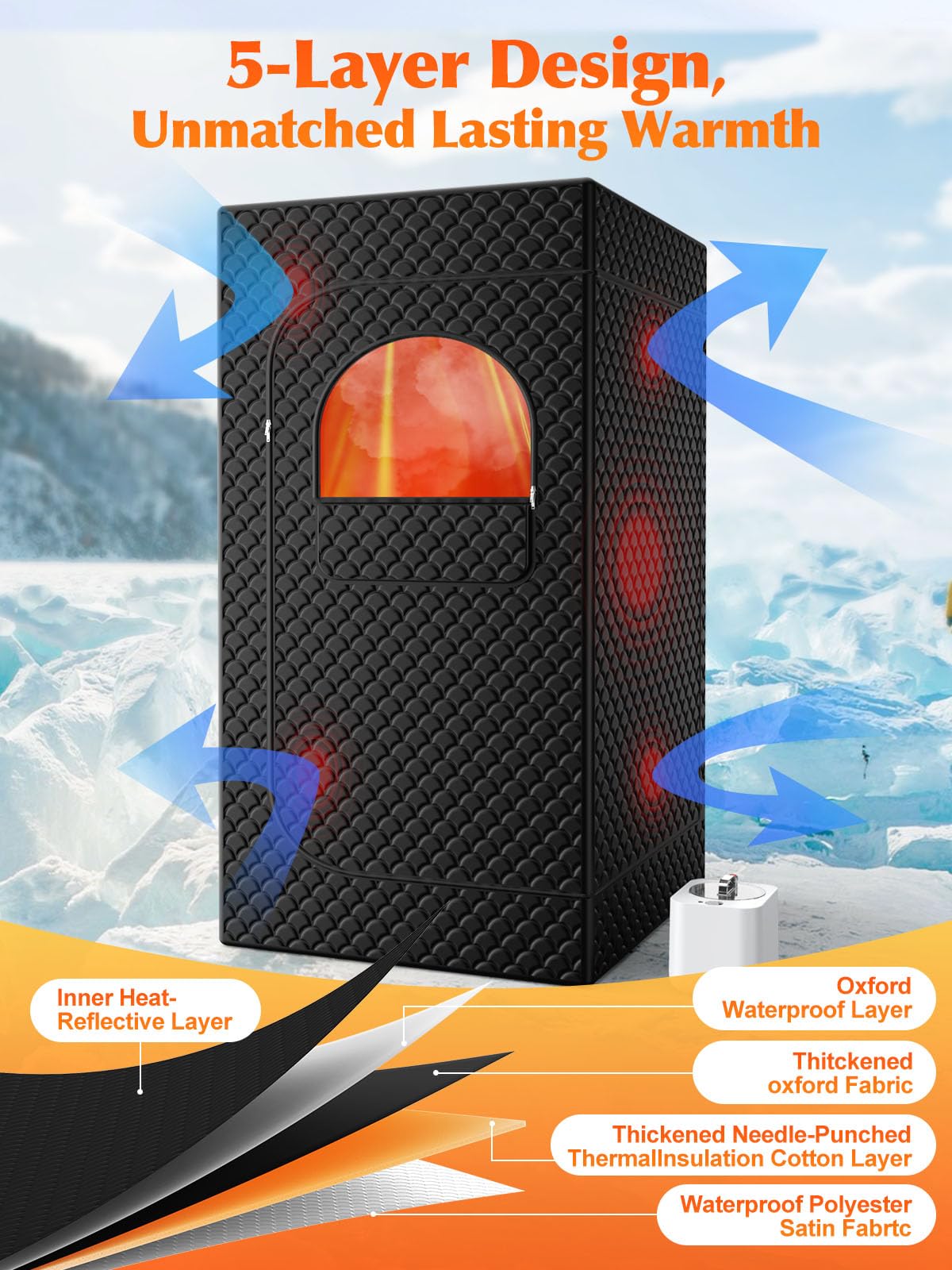 Portable Sauna Box for Home, Personal SPA Steam Sauna with 10 Min Fast Heating & 9 Levels Heat, Warm Sauna Tent with 3L/1200W Steamer, Folding Chair, Remote Control for Body Relaxation,32" x 32" x 71"