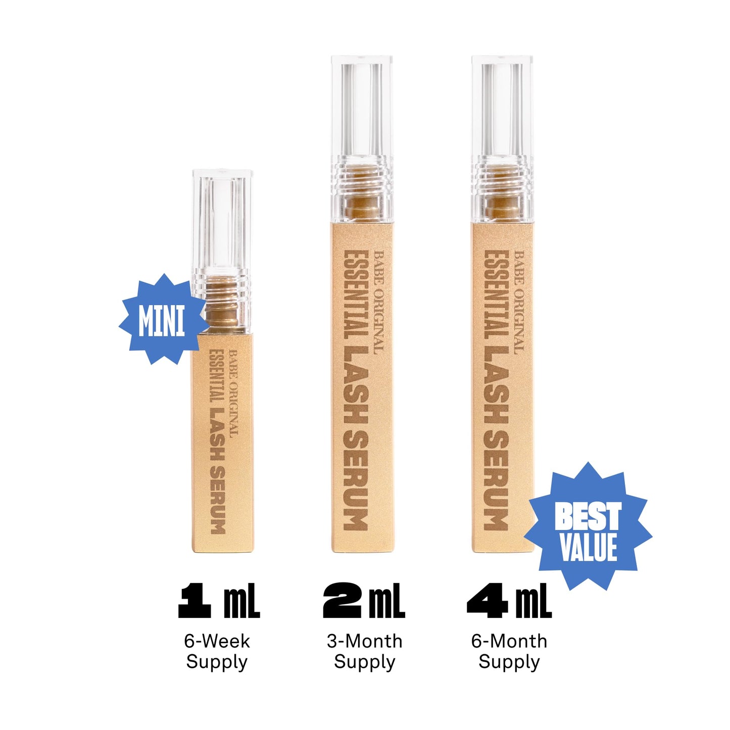 Babe Original Babe Lash Serum - Fuller & Longer Looking Eyelashes, Clear Essential Serum for Natural Lashes and Lash Extensions, 2mL, 3-month Supply