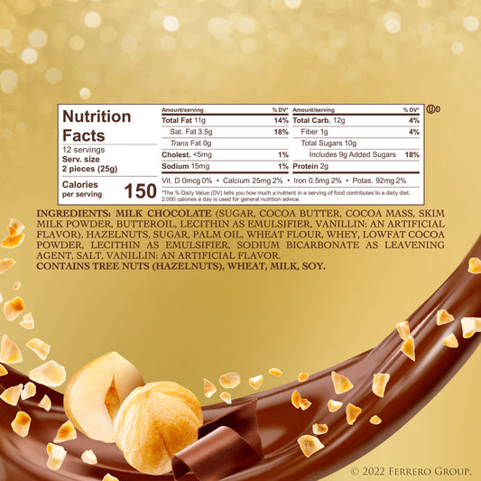 Ferrero Rocher, Premium Milk Chocolate Hazelnut, Individually Wrapped Chocolate Gift Box, 24 Count, 10.6 oz