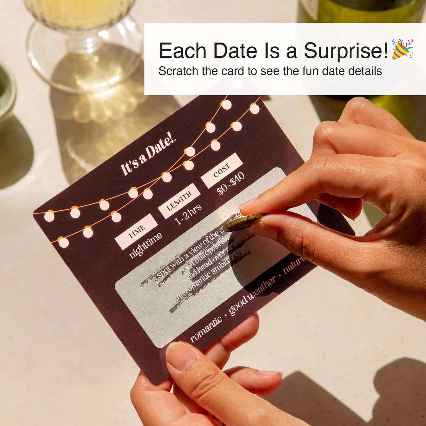 It's a Date!, 40 Fun and Romantic Scratch Off Date Night Ideas for Him, Her, Girlfriend, Boyfriend, Wife, Husband & Couples, Stocking Stuffers for Men and Women