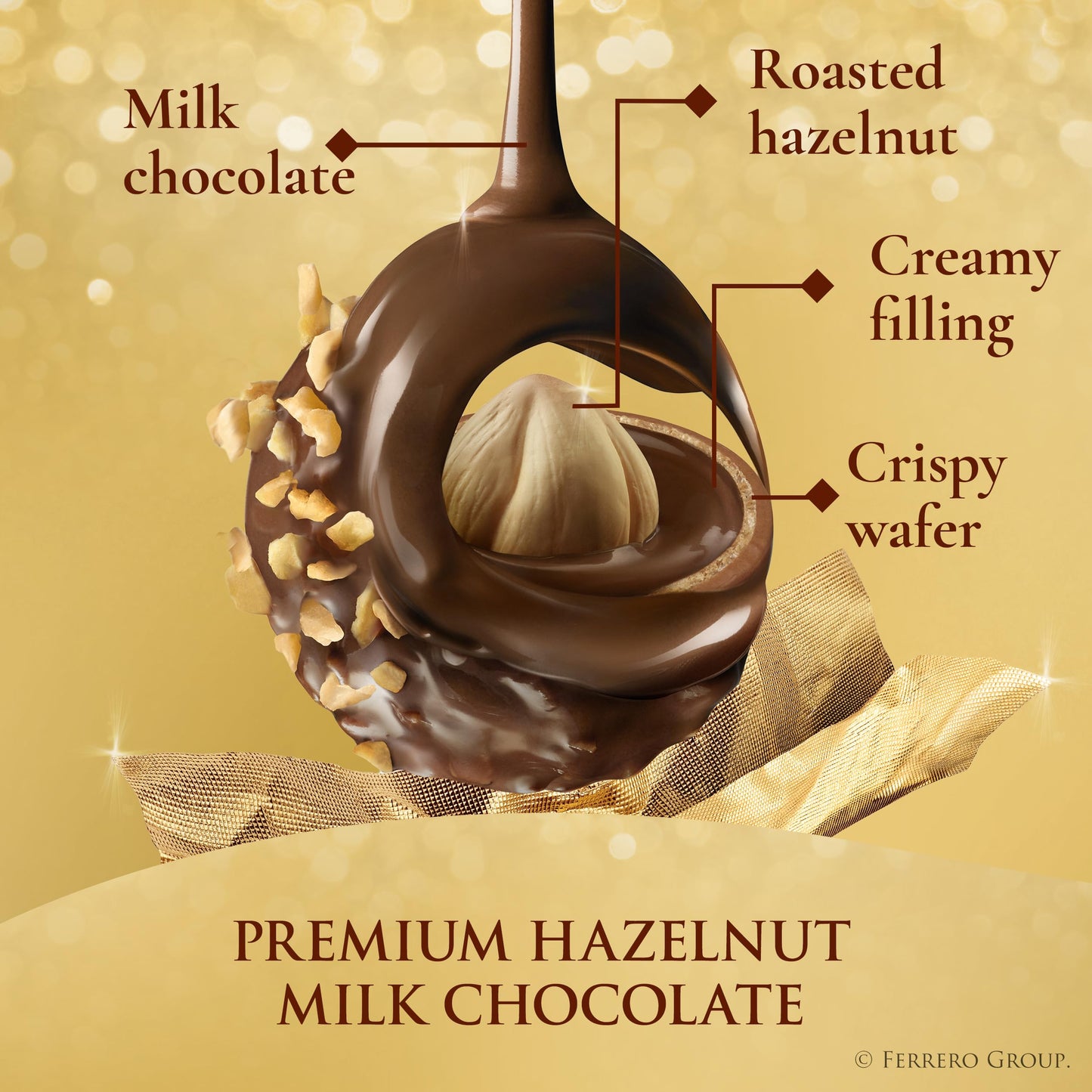 Ferrero Rocher, Premium Milk Chocolate Hazelnut, Individually Wrapped Chocolate Gift Box, 24 Count, 10.6 oz
