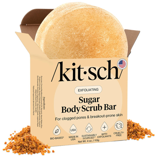 Kitsch Exfoliating Sugar Scrub for Body – All Natural Body Scrub Bar Soap for Smooth, Hydrated & Glowing Skin - Vegan Soap Bar Exfoliator for Men and Women - Made in the USA - 4 oz