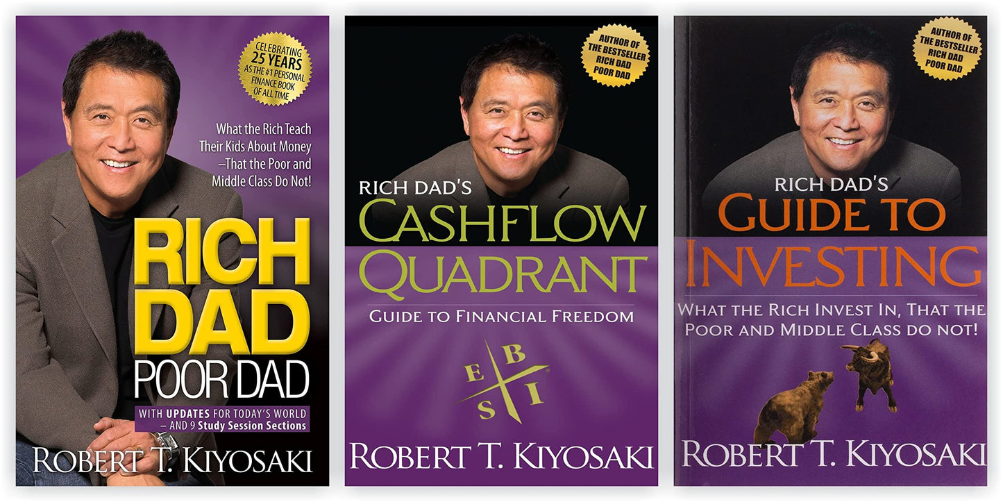 Rich Dad Poor Dad 3 Books Collection Set [Rich Dad Poor Dad, Rich Dad's Cashflow Quadrant & Rich Dad's Guide to Investing] by Robert Kiyosaki